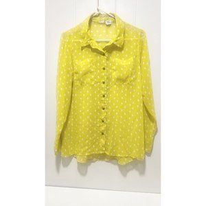 Mudd Sheer Button Shirt Womens Medium Polka Dot Size M